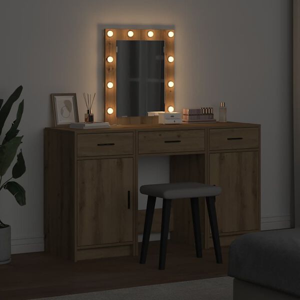 vidaXL Dressing Table Brown 19.69 x 16.14 x 53.15 in Engineered Wood