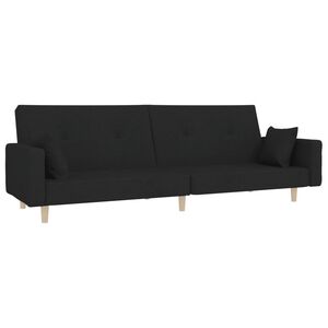 vidaXL Sofa Bed Black Fabric (100% polyester), wood, plastic 2-seater size