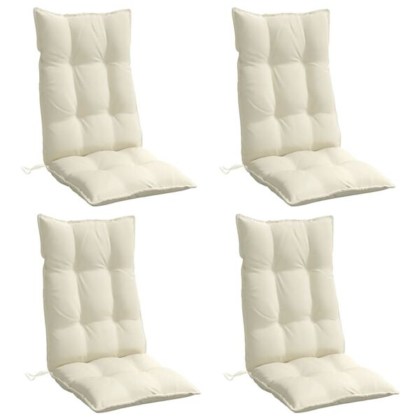 vidaXL Highback Chair Cushion Set of 4 Cream
