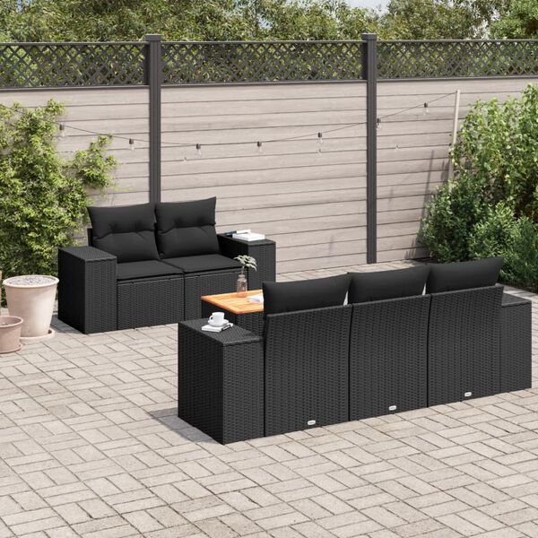 vidaXL Garden Sofa Set Black PE rattan