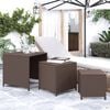 vidaXL Nesting Table Set of 3 Brown PE rattan Various sizes Stackable
