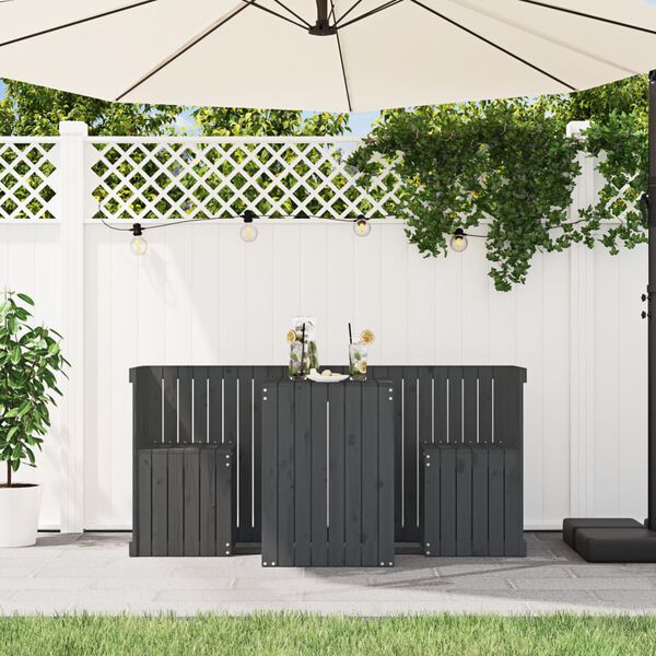 vidaXL Balcony Set Grey Solid pine wood Medium Foldable Balcony Set