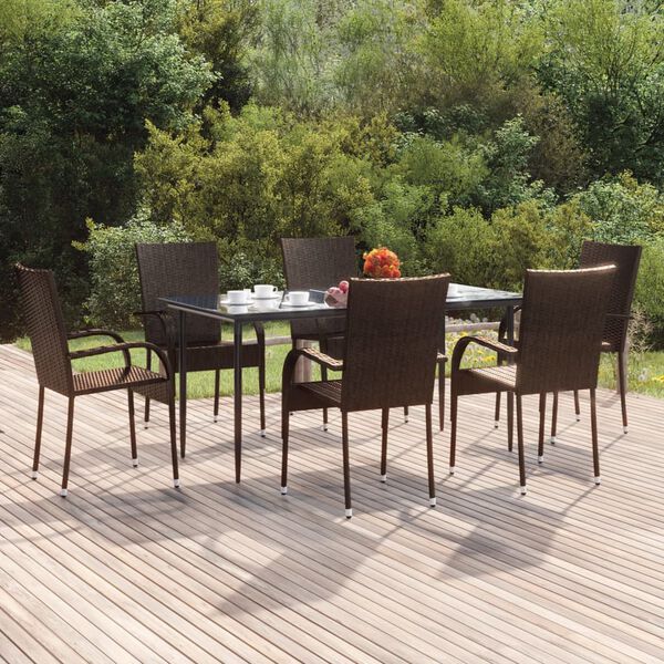vidaXL Garden Dining Set Brown
