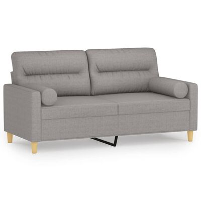 vidaXL 2-Seater Sofa with Pillows&Cushions Light Gray 55.1" Fabric