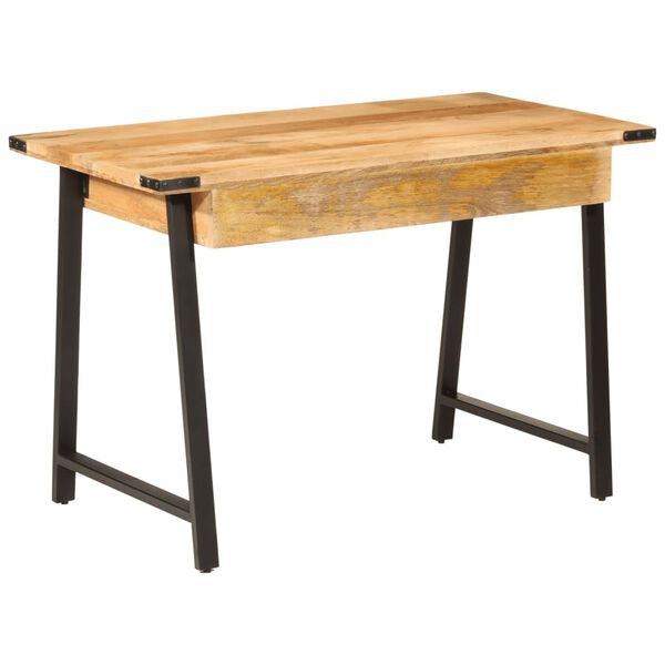 vidaXL Desk Natural Wood Solid Mango Wood and Iron Desk Rectangular