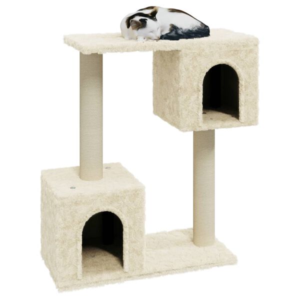 vidaXL Cat Tree Cream Engineered wood, plush, sisal Medium Cat Tree