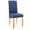 vidaXL Dining Chair Set of 4 Blue Fabric and wood Medium Ergonomic