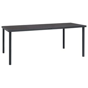 vidaXL Outdoor Dining Table Anthracite Glass, Powder-Coated Steel Large
