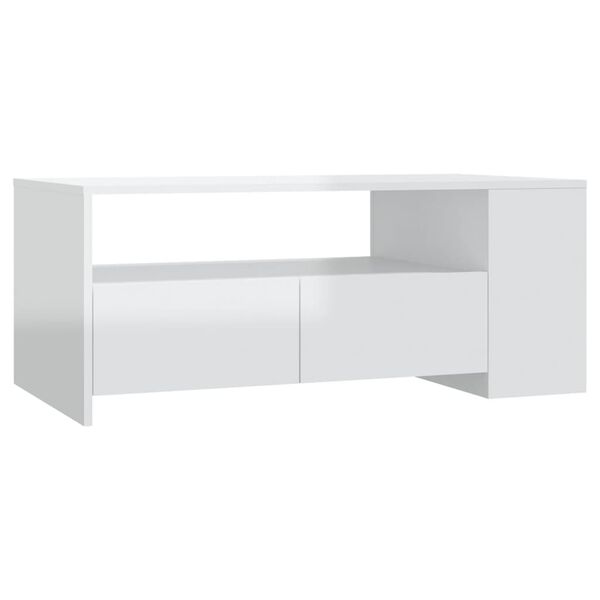 vidaXL Coffee Table High gloss white Engineered wood 40.2 x 21.7 x 16.5 in