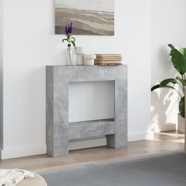 vidaXL Fireplace Surround Concrete Grey 31.9x7.1x32.3" Engineered Wood
