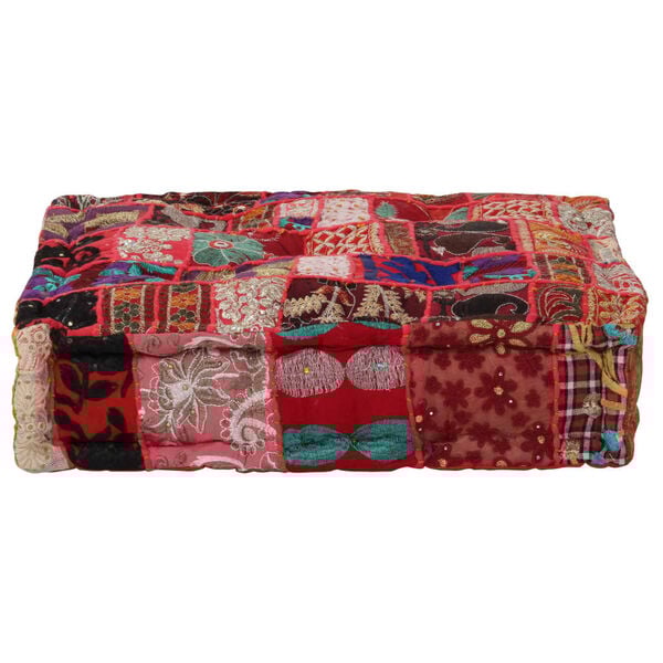 vidaXL Pouffe Red, multicolor 100% cotton with filling 19.7x19.7x4.7 in