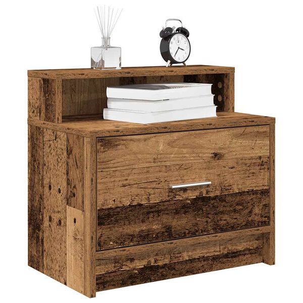 vidaXL Bedside Cabinet Old wood Engineered wood 20.1 x 12.2 x 18.5 in
