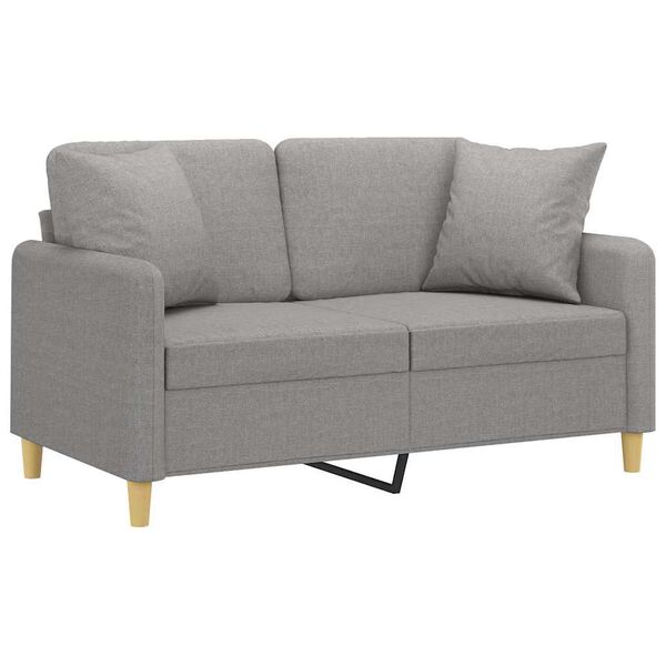 vidaXL 2-Seater Sofa with Pillows&Cushions Light Gray 47.2" Fabric