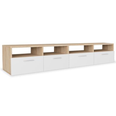 vidaXL TV Cabinets 2 pcs Engineered Wood 37.4"x13.8"x14.2" Oak and White