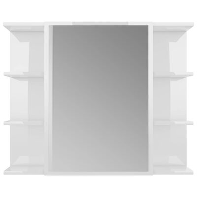 vidaXL Bathroom Mirror Cabinet High Gloss White 31.5"x8.1"x25.2" Engineered Wood