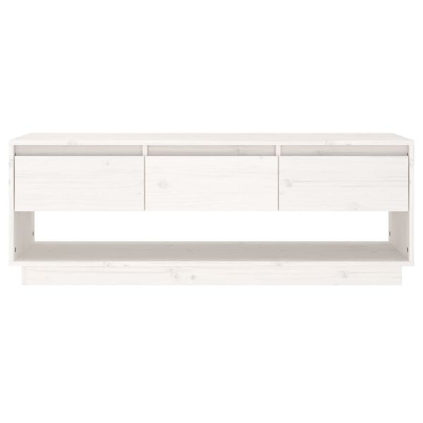 vidaXL TV Stand White Solid Pine Wood Medium Solid Wood TV Cabinet