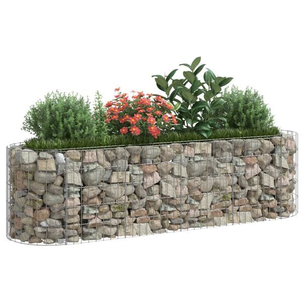 vidaXL Gabion Raised Bed Silver Galvanized Iron Medium Durable