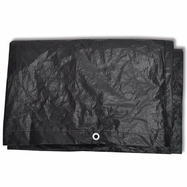 vidaXL Garden Furniture Cover Set of 2 Black Polyethylene Large