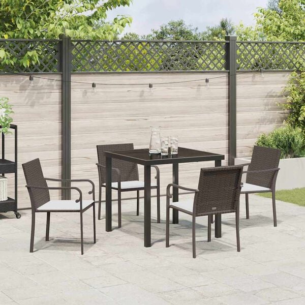 vidaXL Garden Dining Set 5 pcs Brown Poly rattan