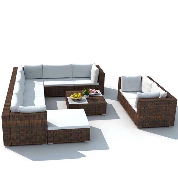 vidaXL Outdoor Furniture Set Brown, Cream White