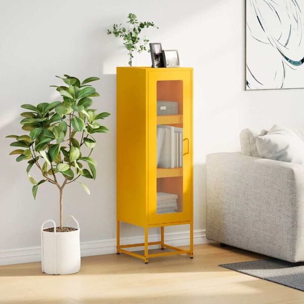 vidaXL Highboard Mustard yellow Cold-rolled Steel Tall Highboard