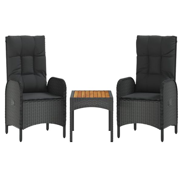 vidaXL Garden Lounge Set Black PE rattan, solid acacia wood Medium