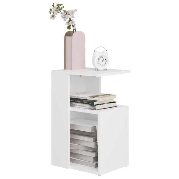 vidaXL Side Table White Engineered wood Compact Side Table Rectangular