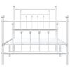 vidaXL Bed Frame White Powder-coated Steel Twin Bed Frame Rectangular
