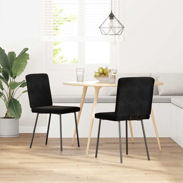 vidaXL Dining Chair Set of 2 Black Velvet (100% polyester), plywood, metal