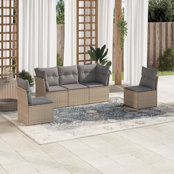 vidaXL Garden Sofa Set Beige, Light Grey