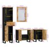 vidaXL Bathroom Furniture Set Natural Brown and Black