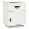 vidaXL Bedside Cabinet Set of 2 White Solid pine wood, faux leather