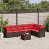 vidaXL 8 Piece Patio Sofa Set with Cushions Brown Poly Rattan