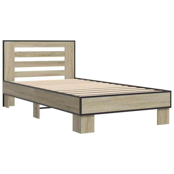 vidaXL Bed Frame Sonoma oak Engineered wood, metal Single Tough