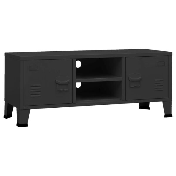 vidaXL TV Cabinet Black Metal Medium TV Cabinet Rectangular