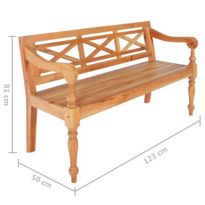 vidaXL Batavia Bench 48.4" Solid Mahogany Wood Light Brown