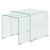 vidaXL Nesting Table Set Set of 2 Clear Tempered safety glass Two Piece