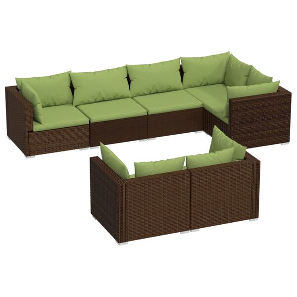 vidaXL Garden Lounge Set Brown PE rattan, powder-coated steel, plastic