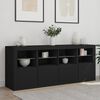 vidaXL Sideboard Black Engineered wood, Glass Medium Sideboard