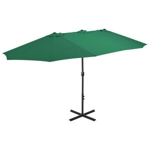 vidaXL Garden Parasol Green Polyester fabric, Aluminum pole Extra large