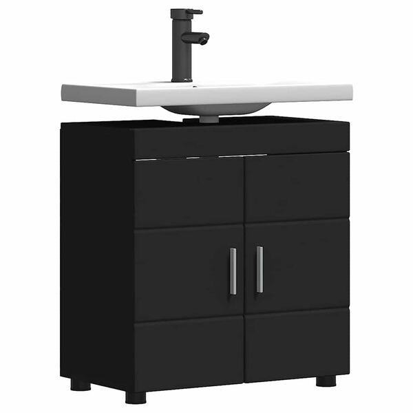 vidaXL Bathroom Cabinet Set TULUM Black 23.62 x 13.39 x 24.80 in