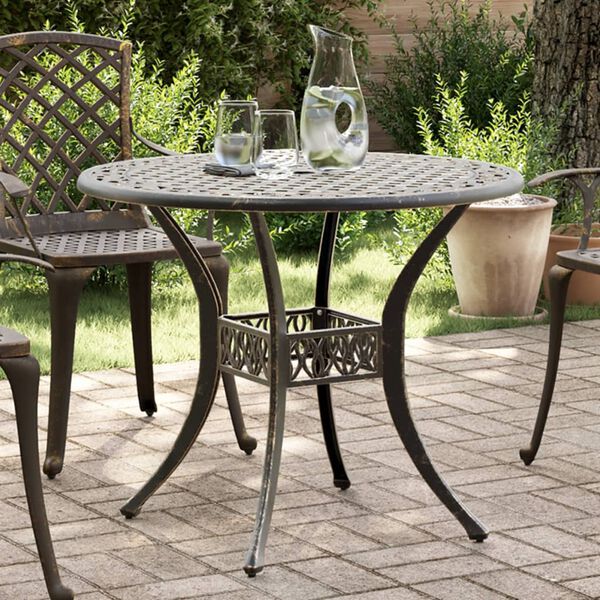 vidaXL Garden Table Bronze Cast Aluminum Medium Decorative Inlays