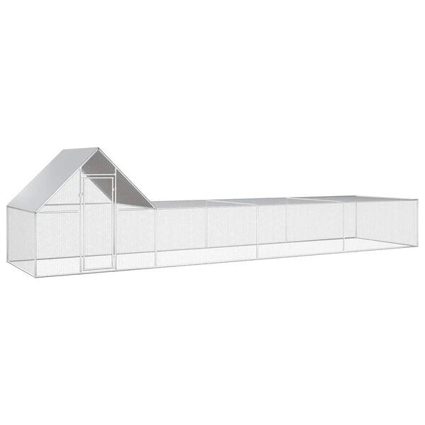 vidaXL Chicken Coop Silver Galvanized steel 26x6.5x6.5 feet Durable