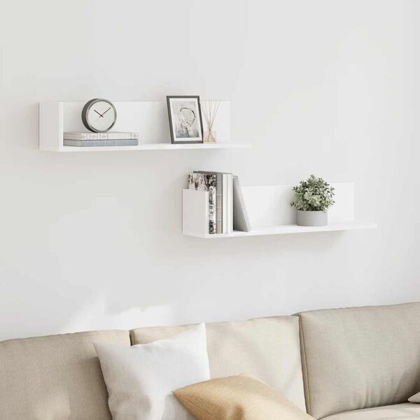vidaXL Wall Shelf White Engineered wood Medium Floating Wall Shelf