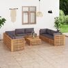 vidaXL 9 Piece Patio Lounge Set with Dark Gray Cushion Solid Teak Wood