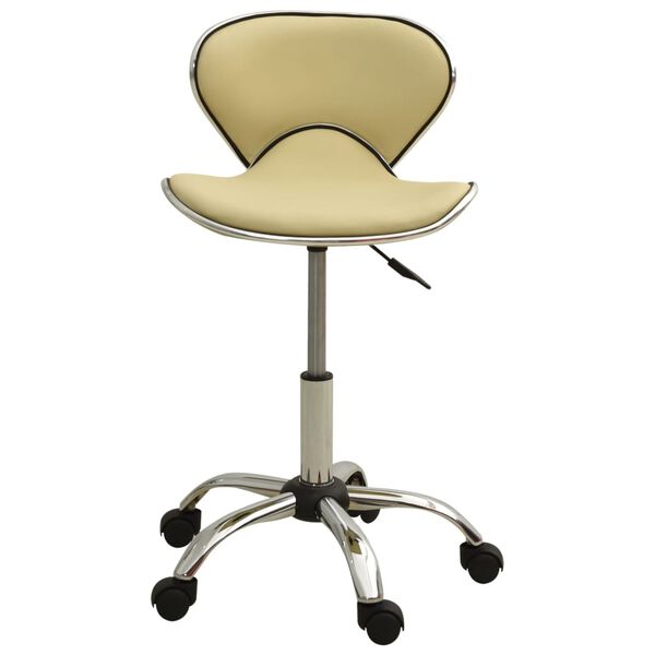 vidaXL Salon Spa Stool Cream Faux leather, chromed steel Medium