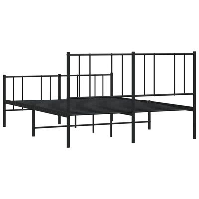 vidaXL Metal Bed Frame with Headboard and Footboard Black 59.8"x78.7"