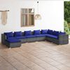 vidaXL Garden Lounge Set Grey with dark blue cushions
