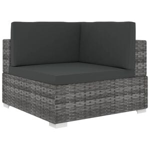 vidaXL Corner Seat Grey PE rattan and powder-coated steel frame Modular