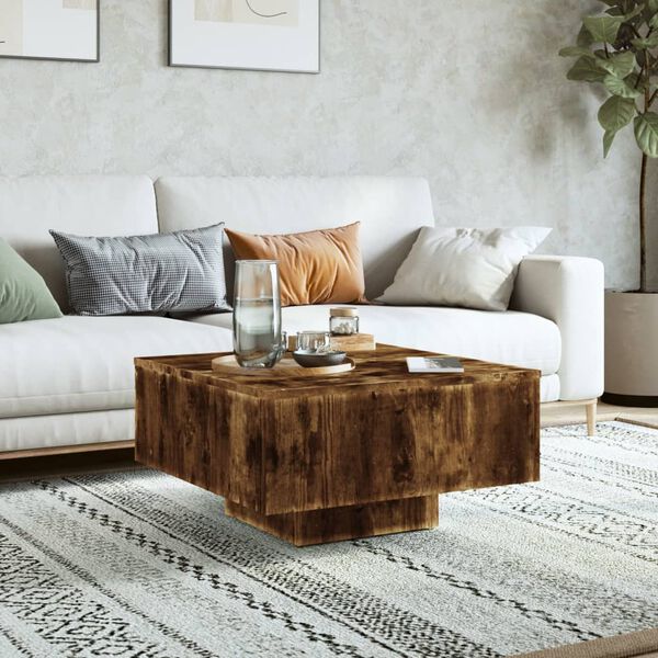 vidaXL Coffee Table Smoked Oak Engineered Wood 23.6x23.6 in Durable